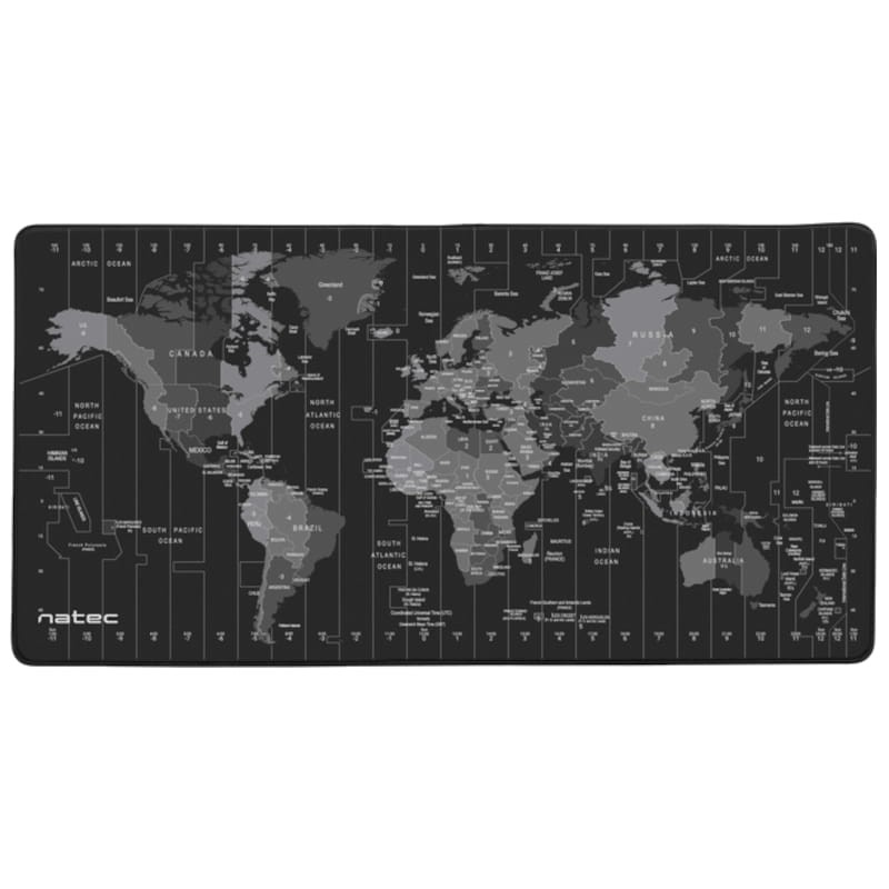 NATEC Time Zone Map Maxi Preto/Cinzento - Tapete de rato - Item