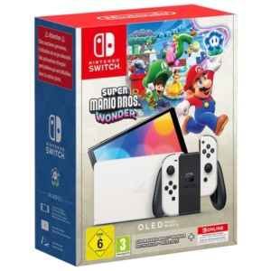 Nintendo Switch OLED Branco + Super Mario Wonder + 12 Meses Switch Online