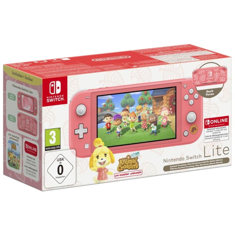 Nintendo Switch Lite Aloha Edição Coral + Jogo Animal Crossing: New Horizons - Item