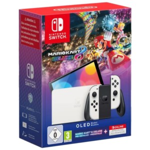 Nintendo Switch Blanc - Modèle OLED + Mario Kart 8 Deluxe + 12 mois Online