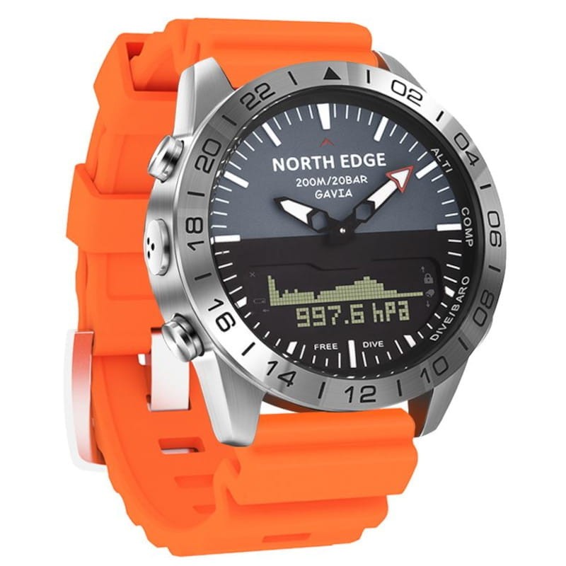 North Edge Gavia com Pulseira de Silicone Laranja - Relógio de Mergulho - Item