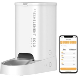 PETKIT Fresh Element SOLO Blanc -Mangeoire Intelligente Pour Animaux - Distributeur Programmable avec Application pour 1 à 10 Repas Quotidiens - Acier Inoxydable Idéal pour Chiens et Chats