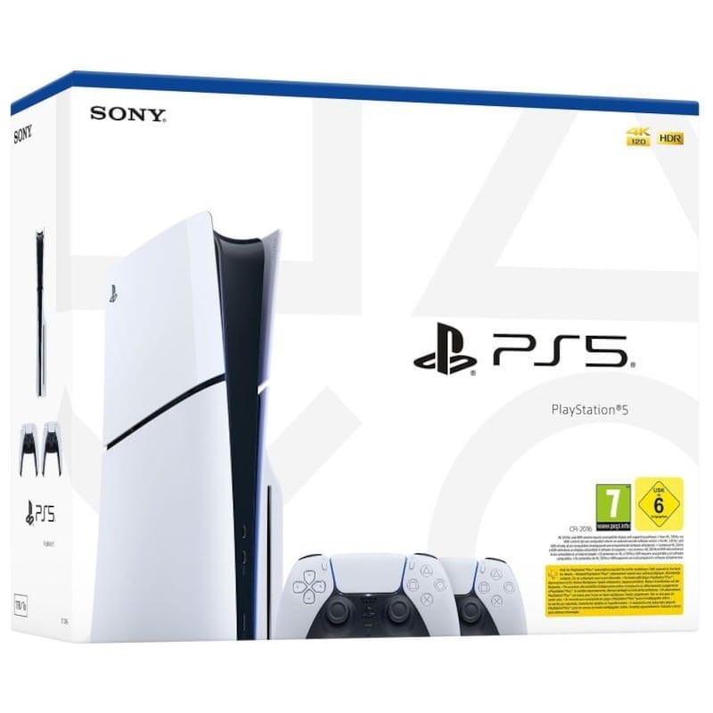 Sony PlayStation 5 Slim 1TB + 2 comandos DualSense Branco - Consola Sony - Item