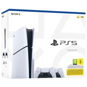 Sony PlayStation 5 Slim 1TB + 2 Mandos DualSense Blanco - Consola Sony