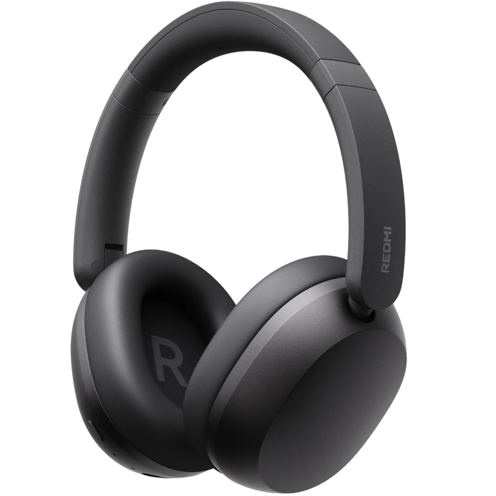 Auriculares inalámbricos Negro con diadema acolchada, copas ovaladas lisas y logotipo Redmi verde; diseño over-ear minimalista y moderno