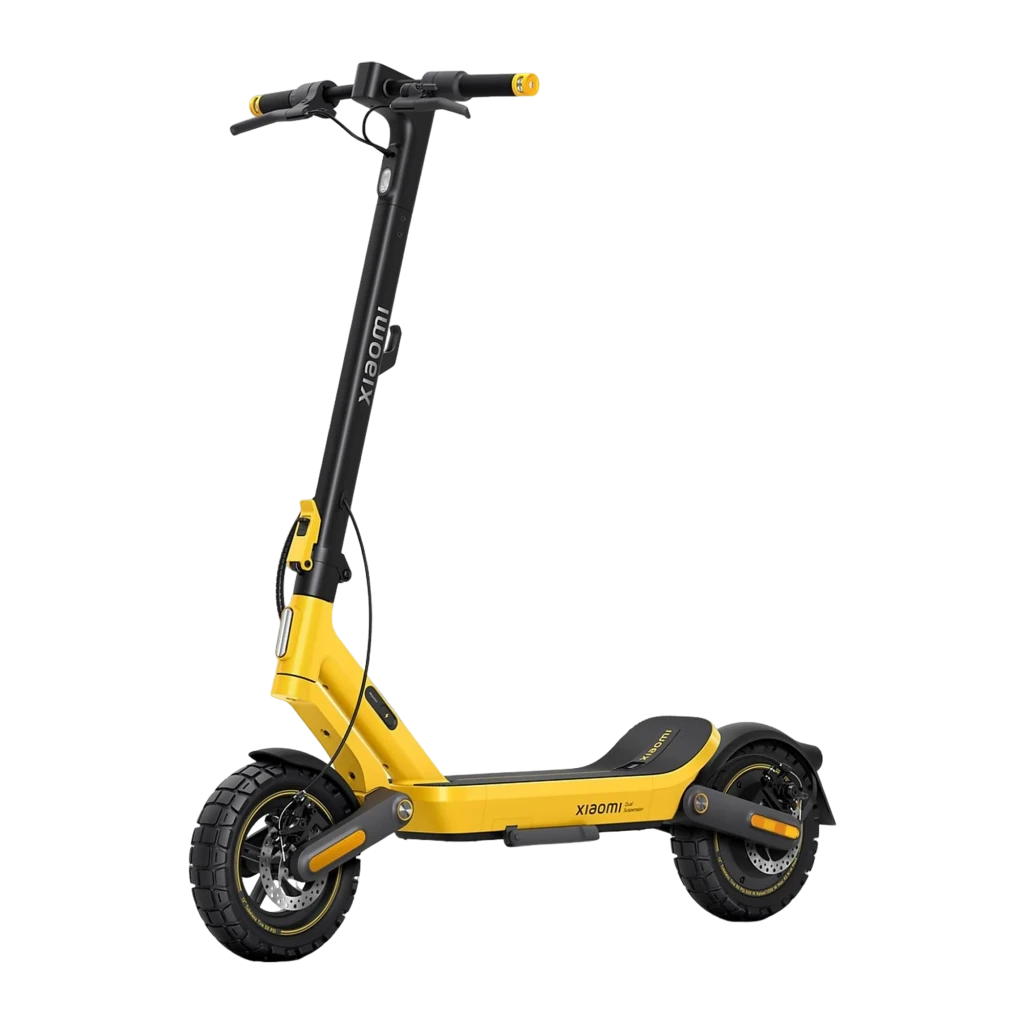 Xiaomi Electric Scooter 6 Ultra GL Negro Amarillo, vista lateral: patinete completo con chasis amarillo, manillar negro y
