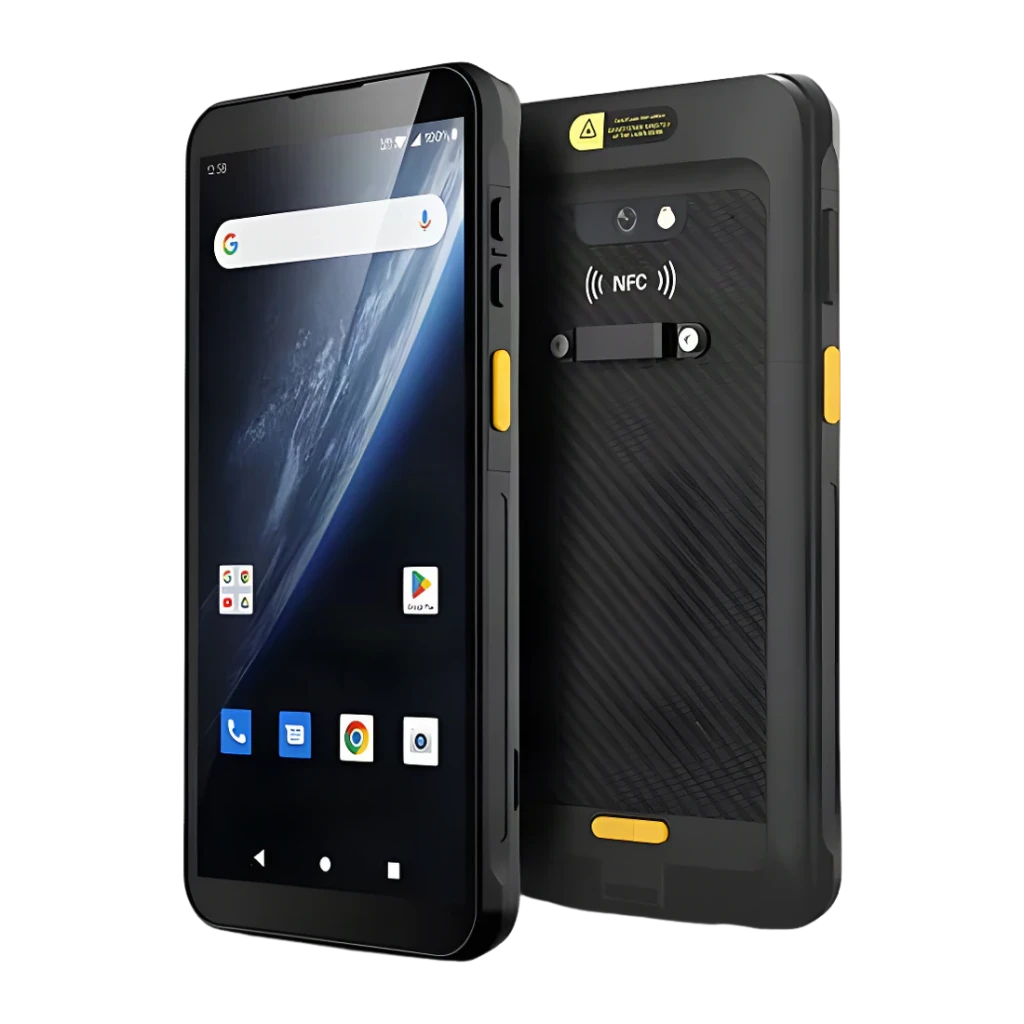 PDA Industrial Chainway MC51 con pantalla táctil, botones laterales amarillos, cámara trasera, lector NFC y diseño robusto antideslizante en negro