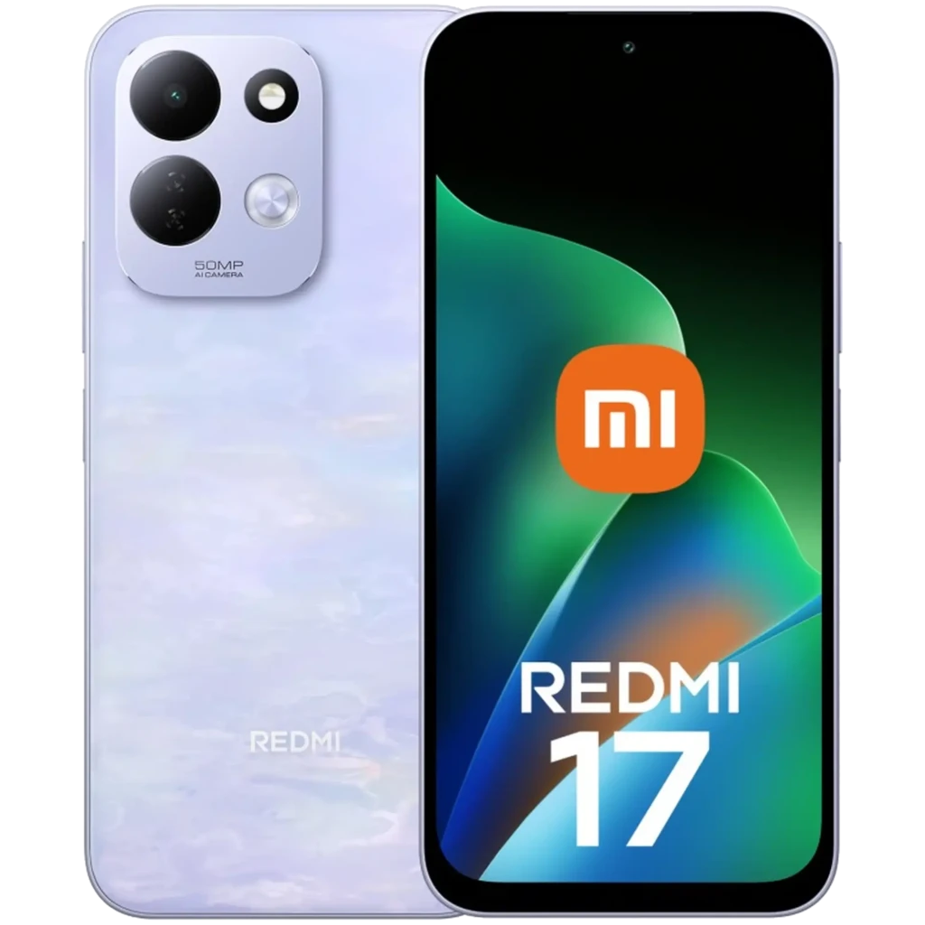Xiaomi Redmi 17 Lotus Purple con pantalla 6,9 pulgadas IPS LCD, frontal con orificio centrado y módulo trasero triple con 50 MP y flash en acabado nacarado