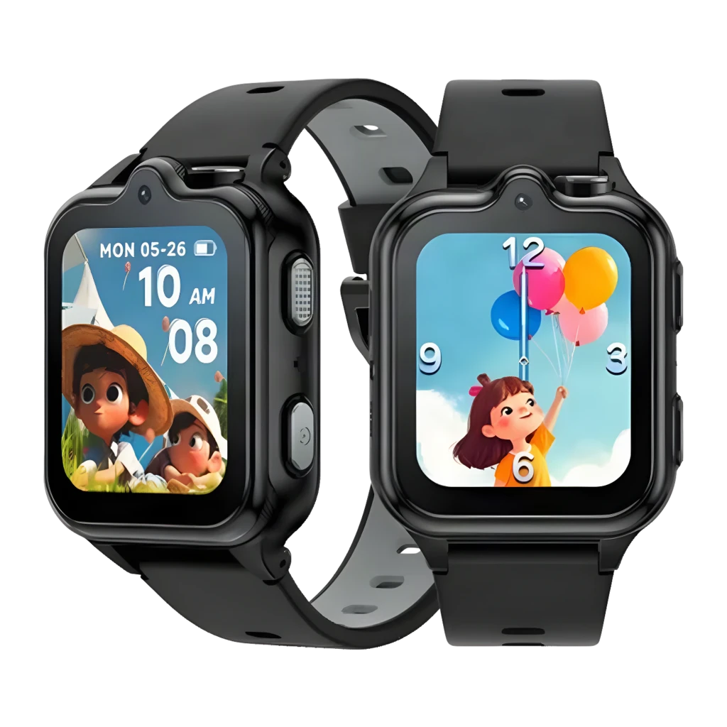 DOOGEE Anyscene S3 para niños en negro, pantalla táctil a color, correa de silicona, botones laterales, cámara frontal, esfera infantil, diseño resistente