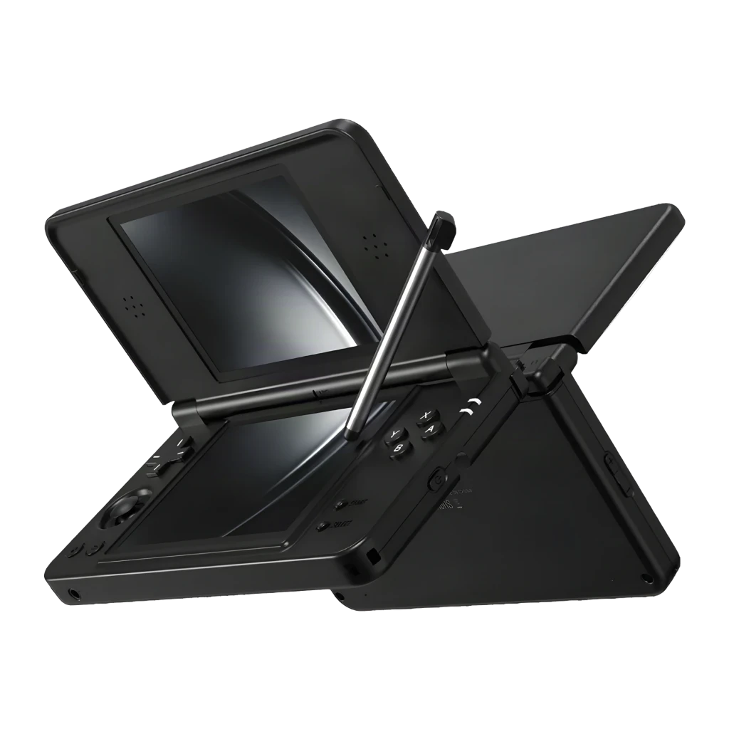 Consola portátil Anbernic RG DS Plus 1GB/16GB Negro Dual pantalla 4.3 pulgadas IPS, vista diagonal: clamshell abierto