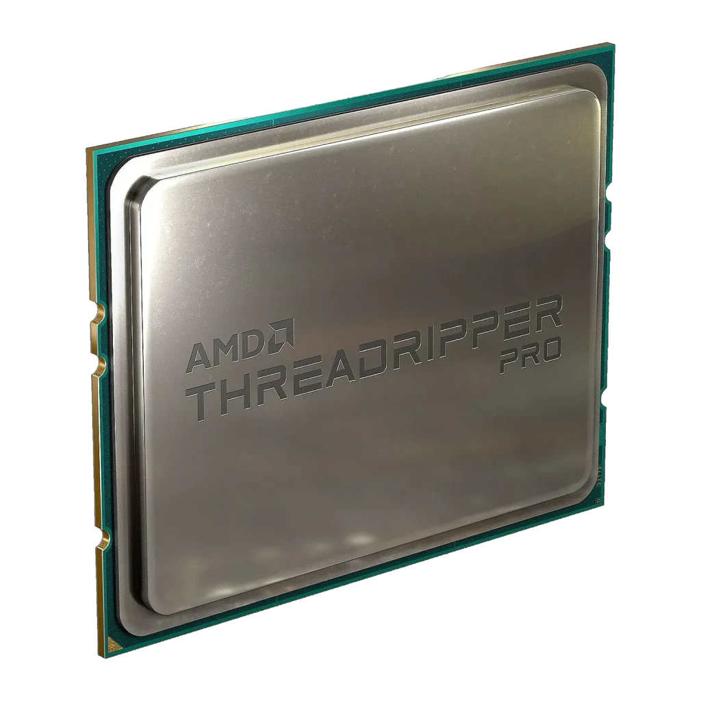 AMD Ryzen Threadripper PRO 5965WX 24 Núcleos sWRX8 Tray, vista frontal: IHS metálico plateado con grabado AMD Threadripper