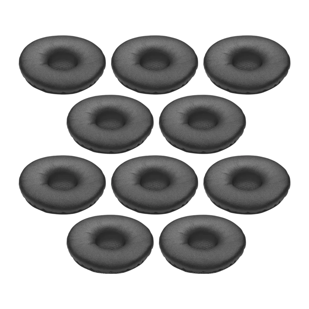 Almohadillas Jabra Biz 2400 II talla L Negro Cuero artificial, vista frontal: 10 unidades circulares apiladas en cuadrícula