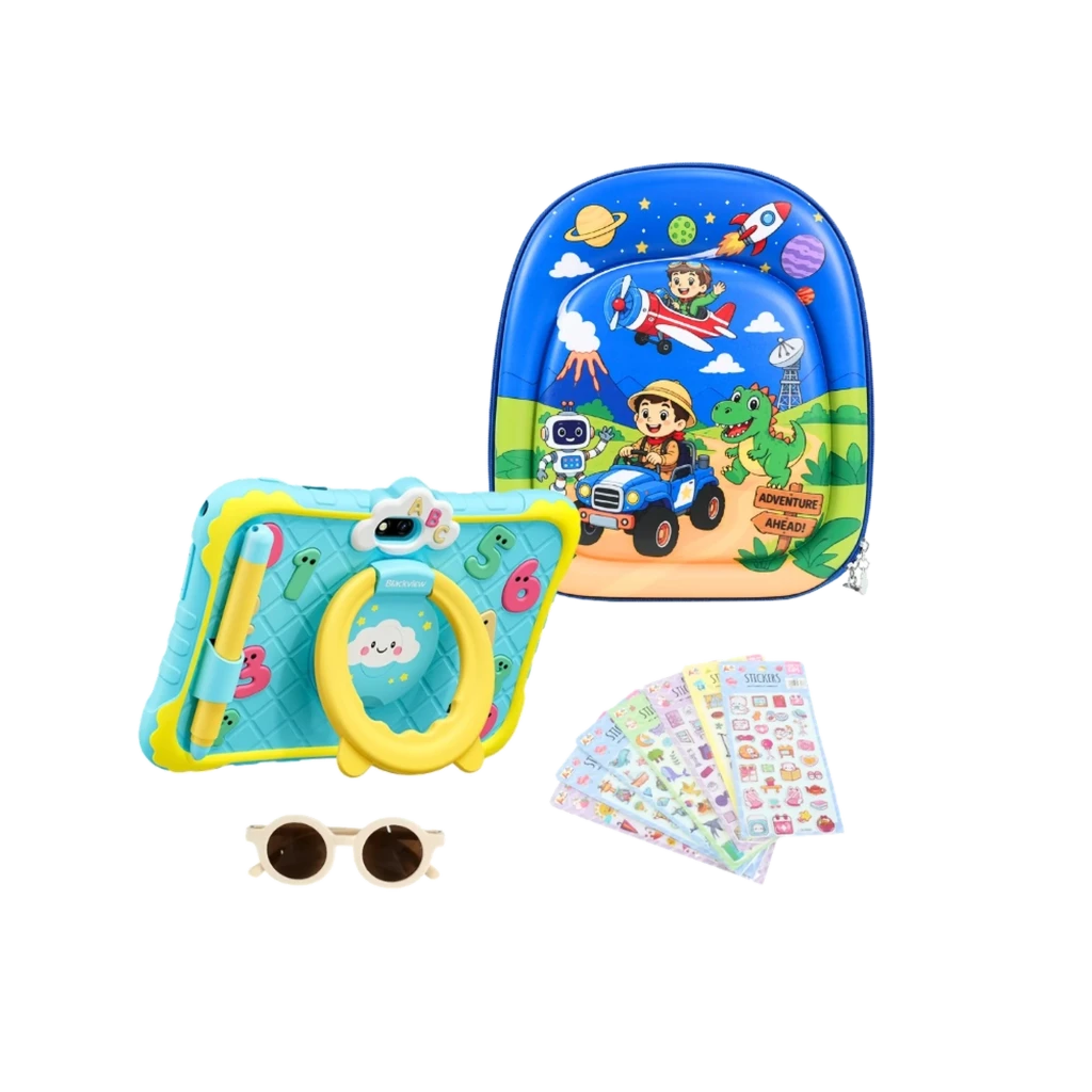 Tablet infantil Blue Blackview Link Lite Kids 7 pulgadas IPS azul con funda resistente y asa, cámara frontal, lápiz incluido, mochila y pegatinas coloridas