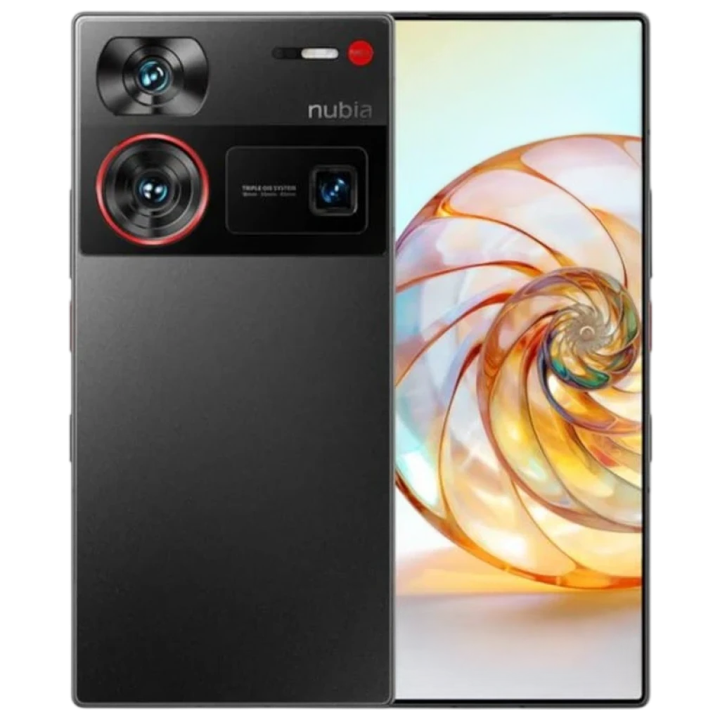 Nubia Z60 Ultra 16GB/512GB Negro con pantalla casi sin bordes, cámara trasera triple grande con anillo rojo, módulo periscópico y acabado mate elegante
