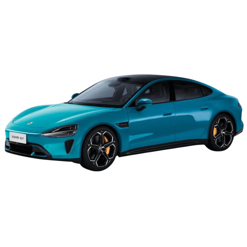 Xiaomi SU7 1/18 Die-cast Model Car Azul Aguamarina, sedán deportivo en miniatura con carrocería brillante, techo negro, rines bicolor y pinzas de freno
