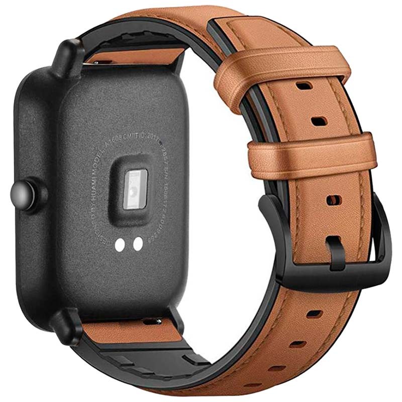 Correa de cuero compatible con reloj inteligente Amazfit GTS 3 de 20 mm,  correa de repuesto para reloj, pulsera, color marrón