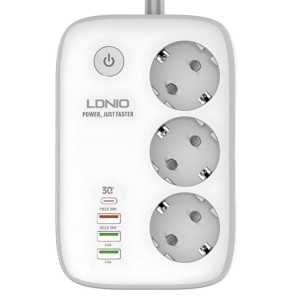 Regleta inteligente LDNIO SEW3452 3 tomas + 4 USB Wi-Fi Blanco