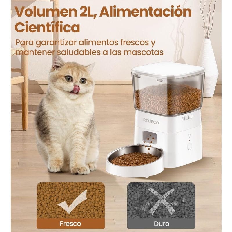 Rojeco Automatic Pet Feeder Versión Botón 2L Blanco - Comedero Automático - Ítem1