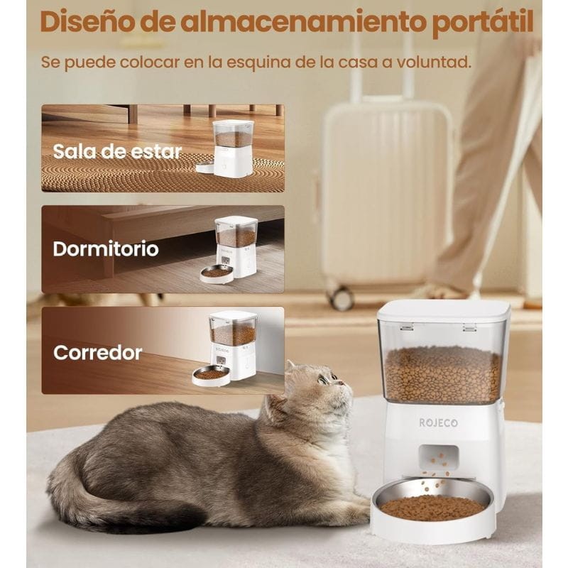 Rojeco Automatic Pet Feeder Versión Botón 2L Blanco - Comedero Automático - Ítem2