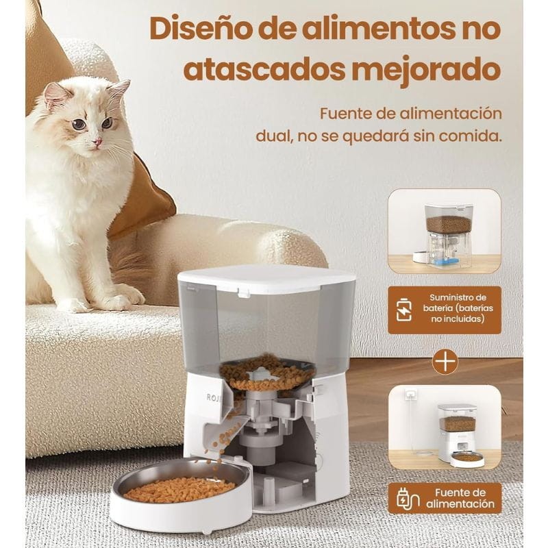 Rojeco Automatic Pet Feeder Versión Botón 2L Blanco - Comedero Automático - Ítem3