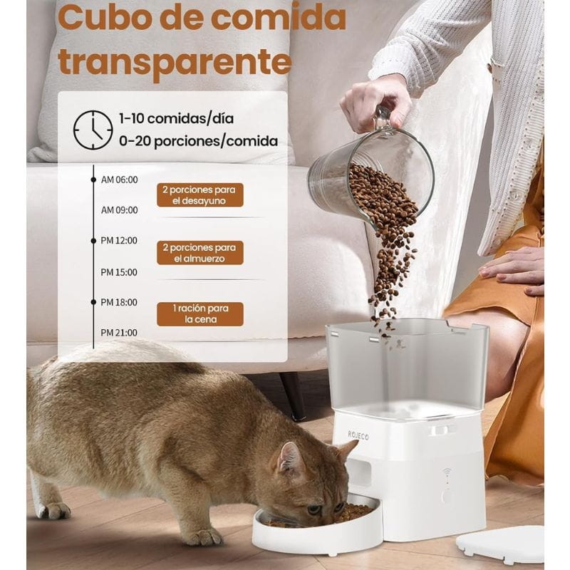 Rojeco Automatic Pet Feeder Versión Botón 2L Blanco - Comedero Automático - Ítem4