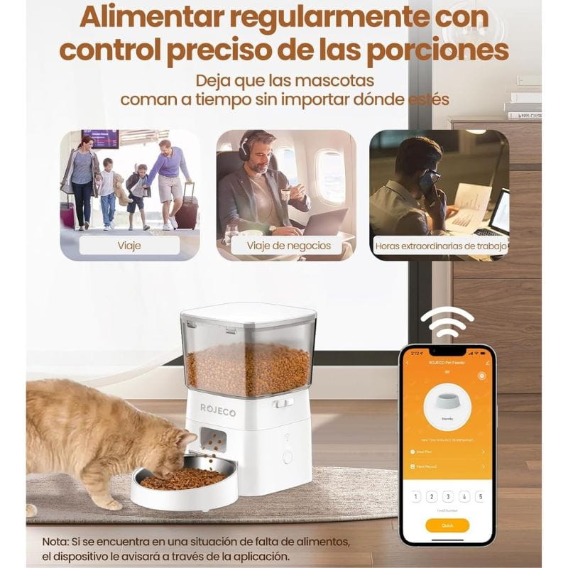 Rojeco Automatic Pet Feeder Versión Botón 2L Blanco - Comedero Automático - Ítem5