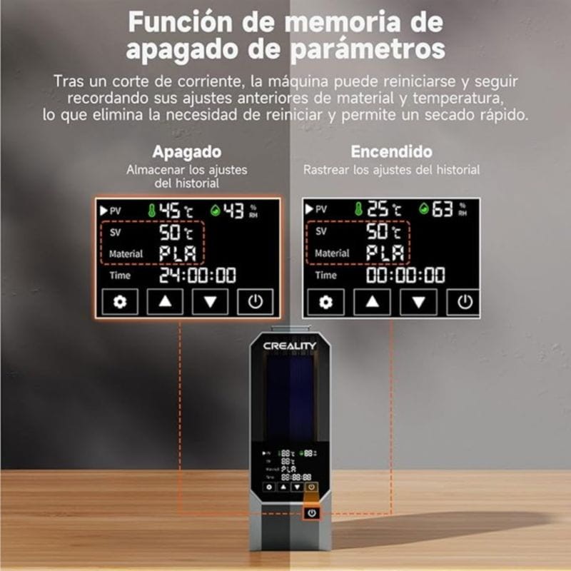 Sèche-filament Creality Space Pi - Pour filament de 1,75 mm et 2,85 mm - Température réglable de 45ºC à 70ºC - Boîte avec chauffage à air PTC 360º - Ítem7