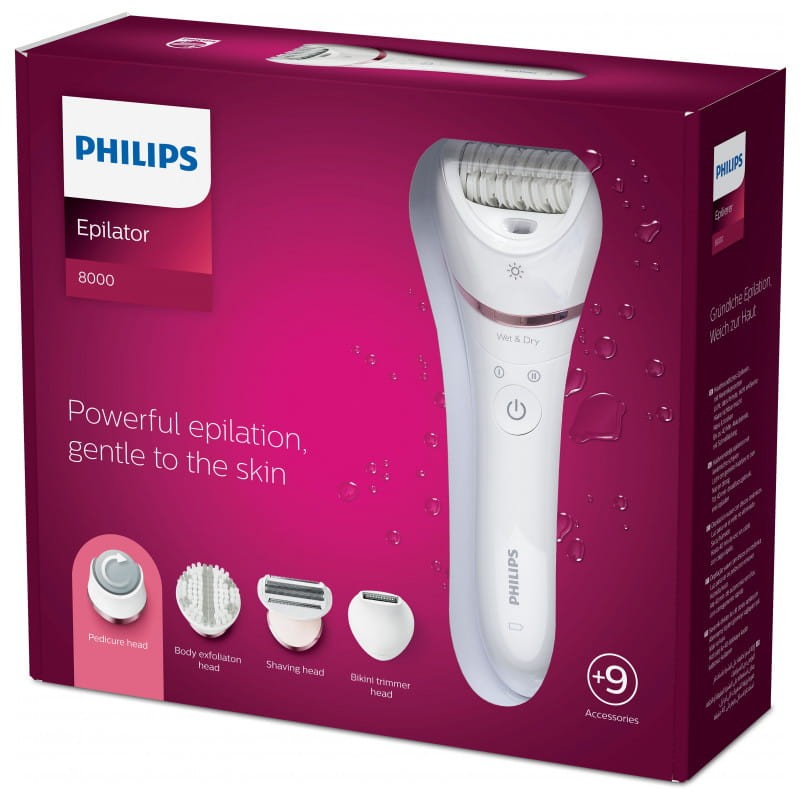 Depiladora Philips Epilator Series 8000 BRE740/10 Wet/Dry Rosa, Blanco - Ítem2