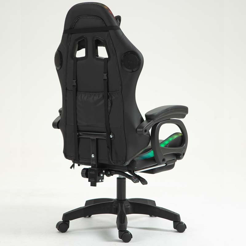 PowerGaming LED RGB Chaise Haut-parleur Massage Repose-pieds Noir - Ítem4