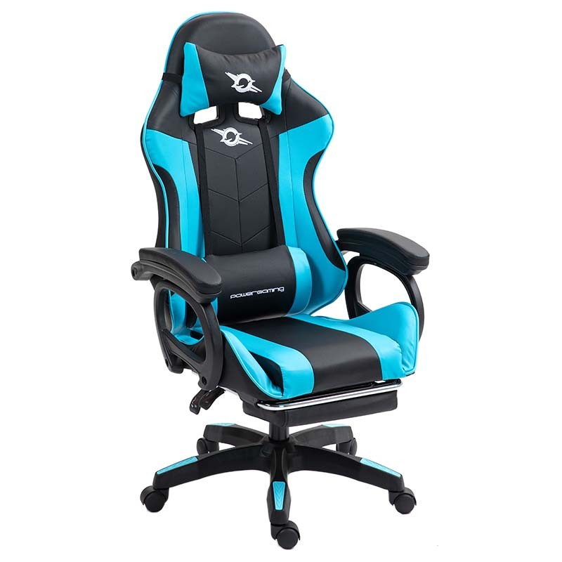 PowerGaming Cadeira 7 pontos Masagem Apoio para pés Preto+Azul - Classe B Refurbished - Item