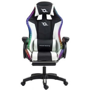 PowerGaming LED RGB Silla Reposapiés Negro+Blanco