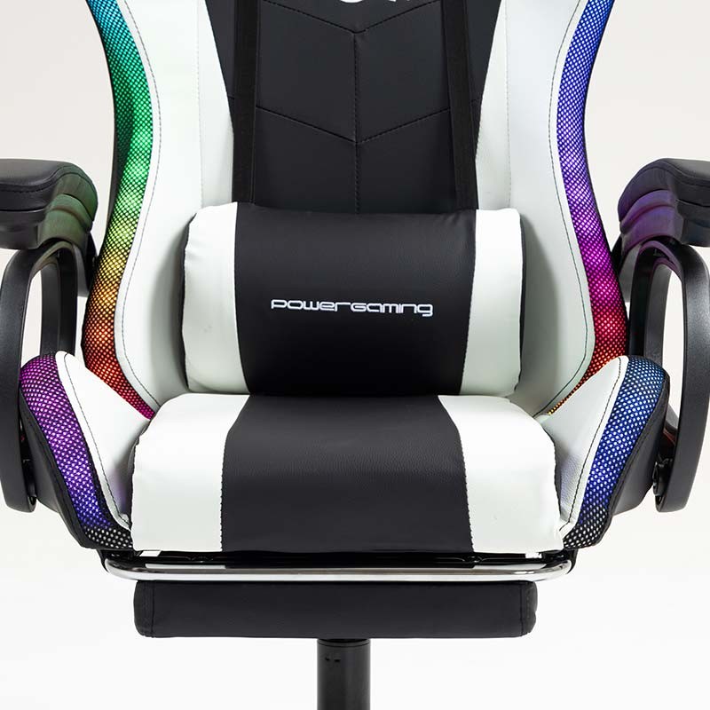 PowerGaming LED RGB Silla 7 puntos Masaje Reposapiés Negro+Blanco - Clase B Reacondicionado - Ítem8