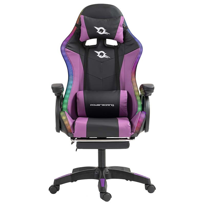 PowerGaming LED RGB Silla Reposapiés Negro+Lila - Ítem