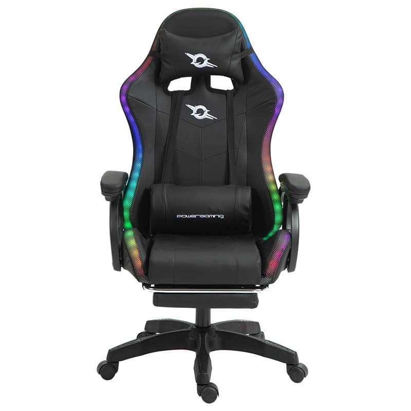 PowerGaming LED RGB Chaise Haut-parleur Massage Repose-pieds Noir - Ítem