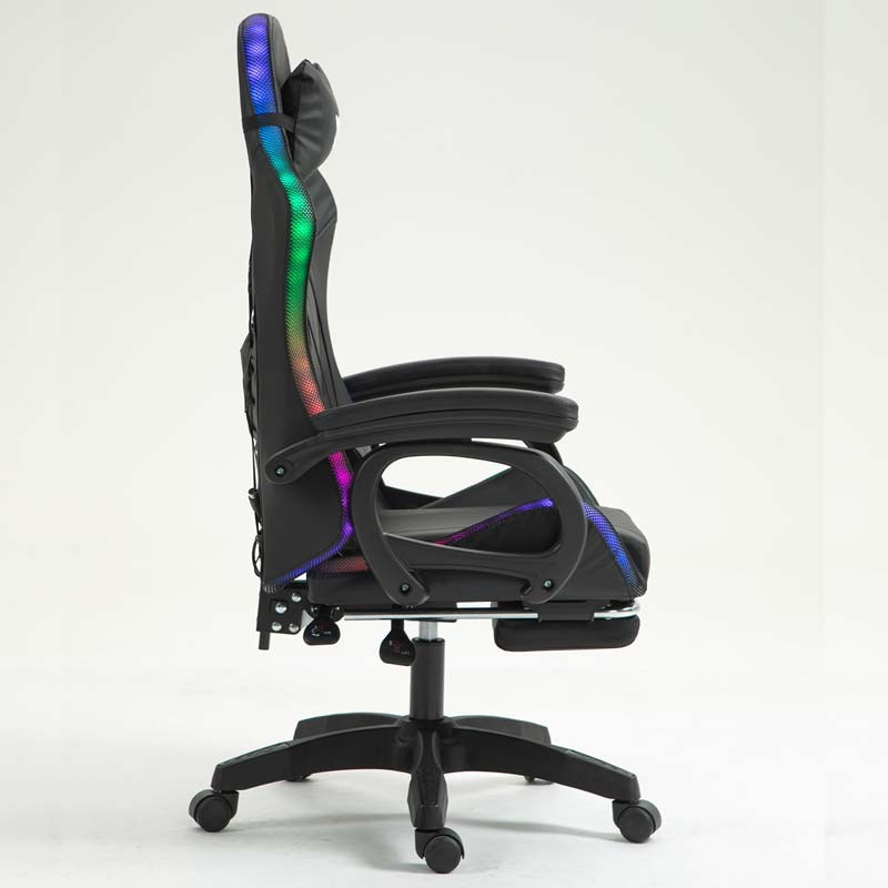 PowerGaming LED RGB Cadeira 7 pontos massagem Apoio para pés Preto - Sem Selo - Item3