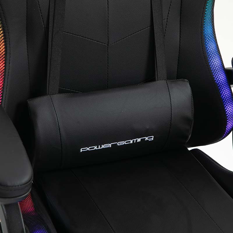 PowerGaming LED RGB Chaise Haut-parleur Massage Repose-pieds Noir - Ítem9