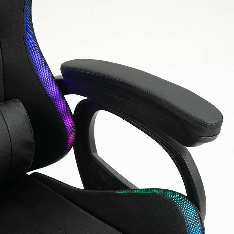 PowerGaming LED RGB Chaise Haut-parleur Massage Repose-pieds Noir - Ítem10