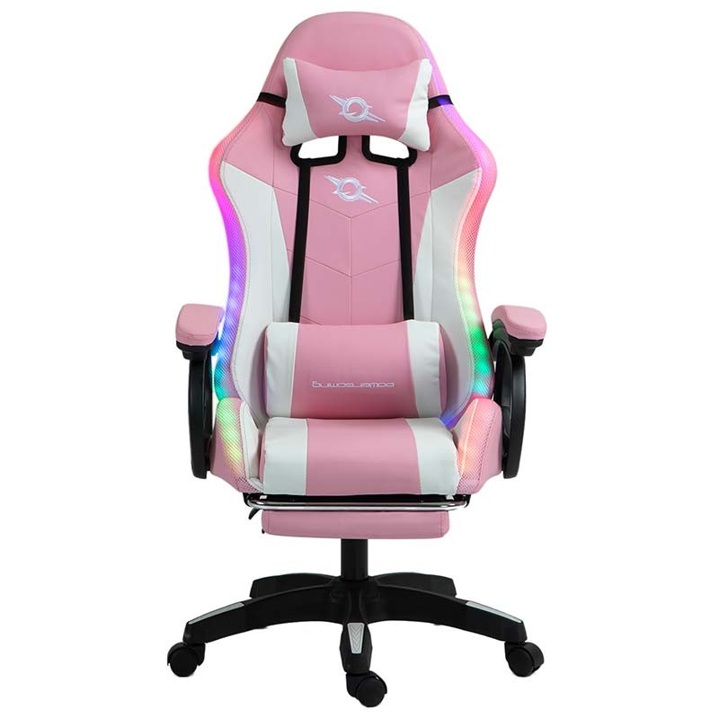 PowerGaming LED RGB Silla Reposapiés Blanco+Rosa - Ítem