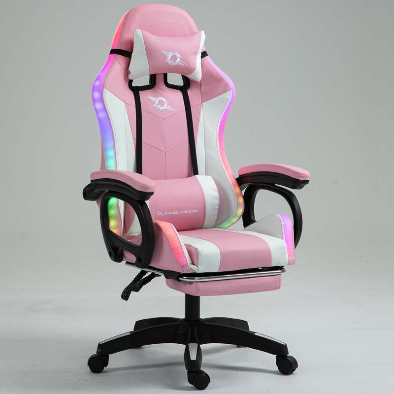 PowerGaming LED RGB Silla Reposapiés Blanco+Rosa - Ítem2