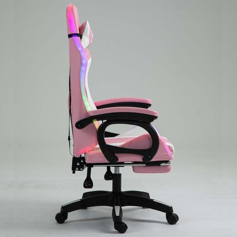 PowerGaming LED RGB Silla Reposapiés Blanco+Rosa - Ítem3