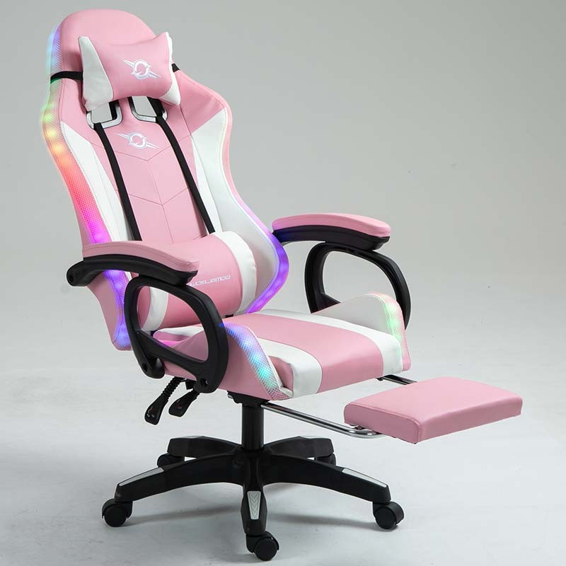 PowerGaming LED RGB Silla Reposapiés Blanco+Rosa - Ítem6