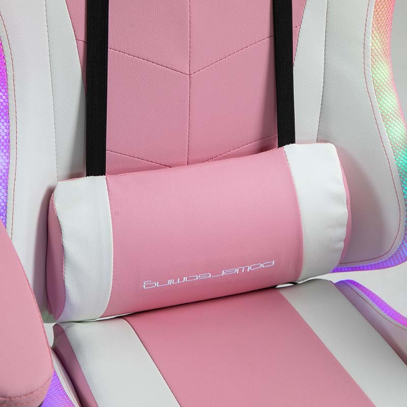 PowerGaming LED RGB Silla Reposapiés Blanco+Rosa - Ítem9