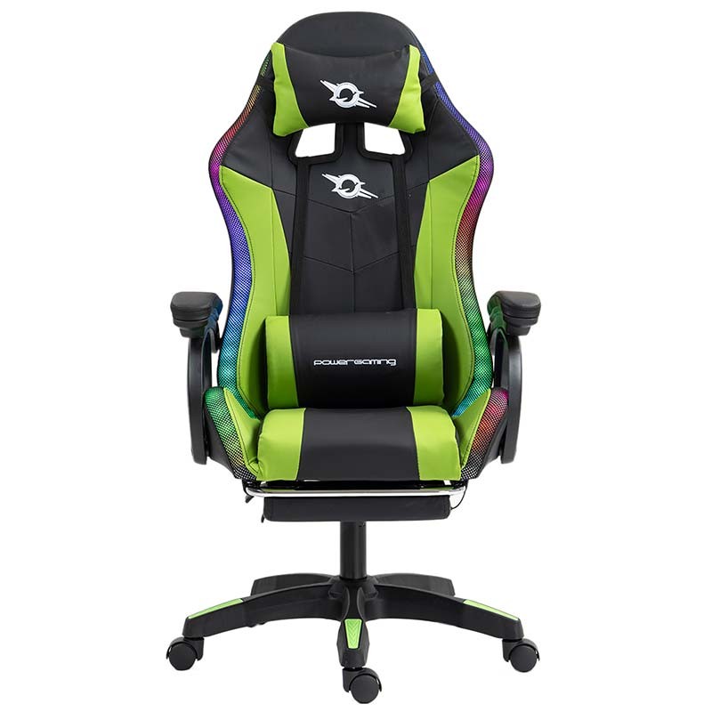 PowerGaming LED RGB Silla Reposapiés Negro+Verde - Ítem