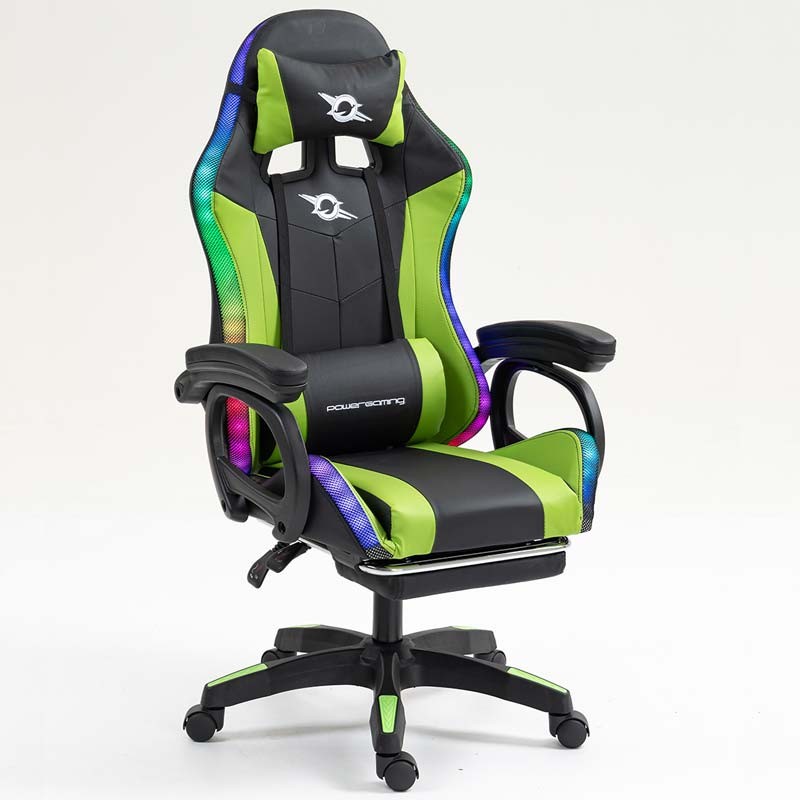 PowerGaming LED RGB Silla Reposapiés Negro+Verde - Ítem1