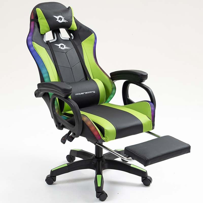 PowerGaming LED RGB Silla Reposapiés Negro+Verde - Ítem5