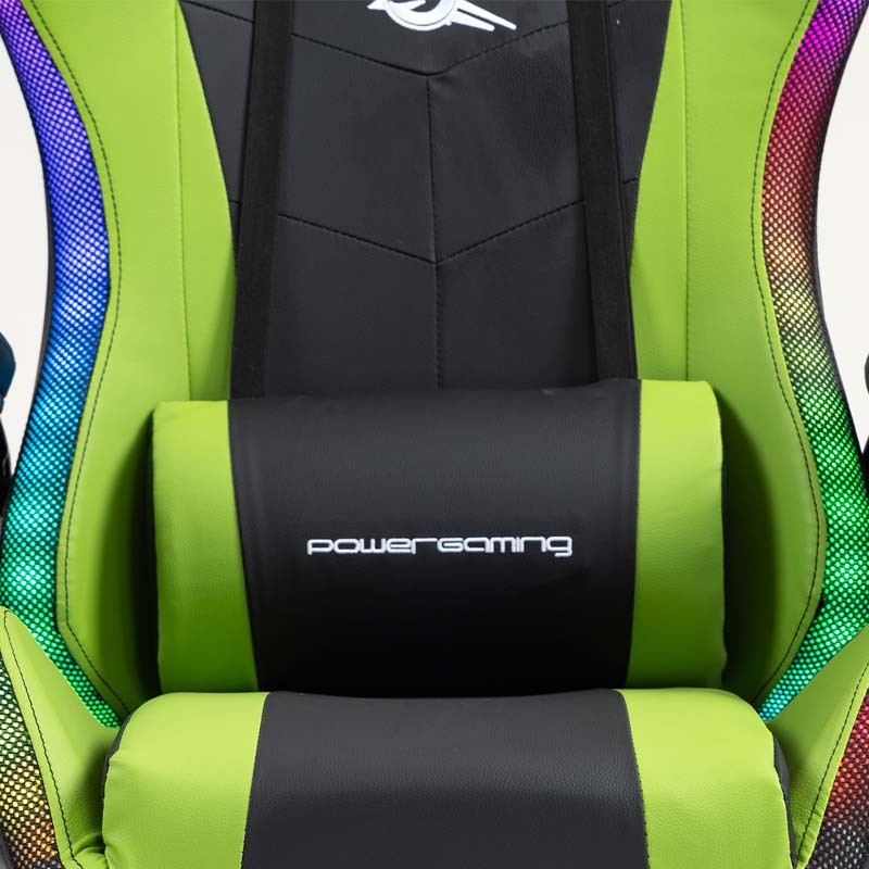 PowerGaming LED RGB Silla Reposapiés Negro+Verde - Ítem8