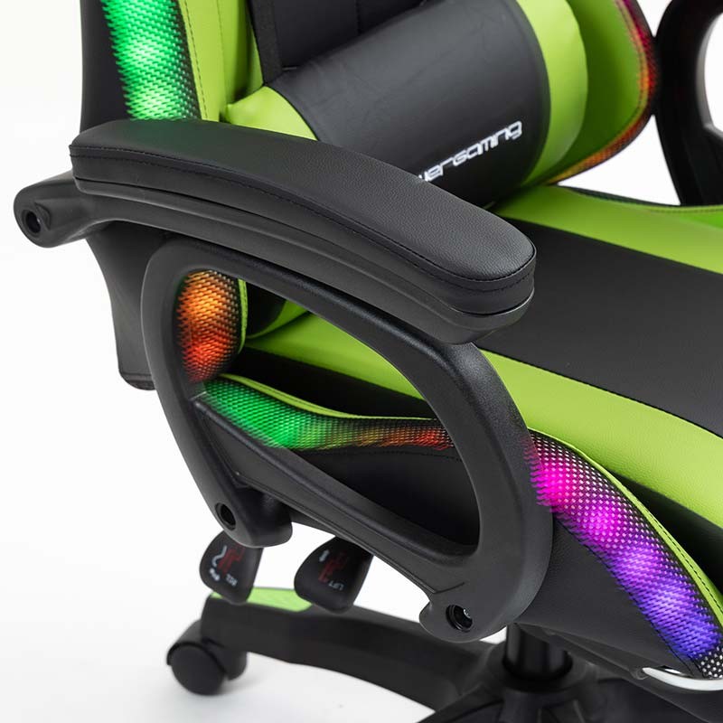 PowerGaming LED RGB Silla Reposapiés Negro+Verde - Ítem9