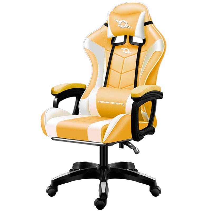 Cadeira Gaming PowerGaming Branco/Amarelo - Item