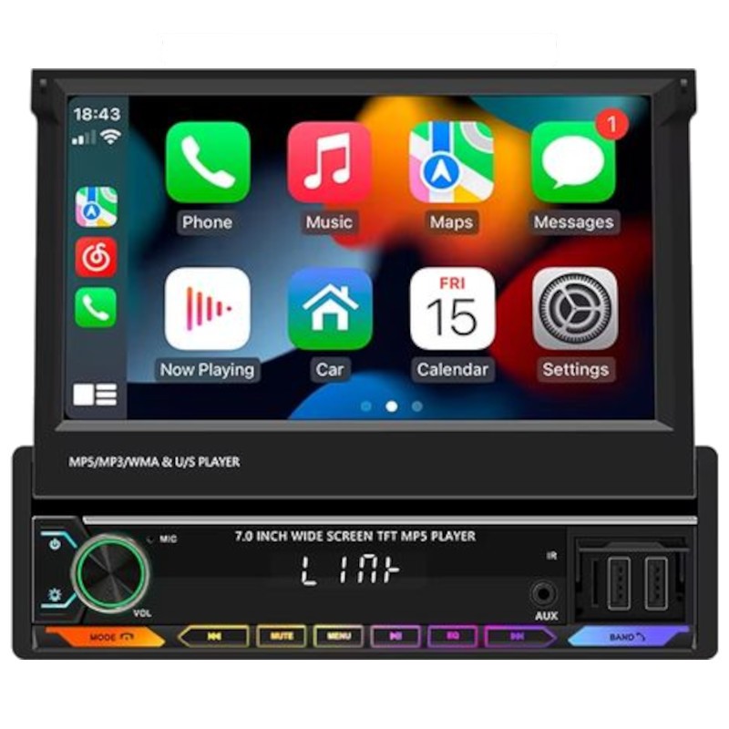 Autorrádio 1 DIN SWM 9614C 7 polegadas Bluetooth/Carplay USB Preto - Item