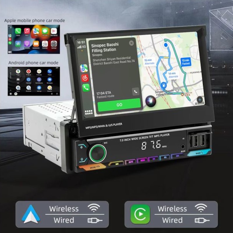 Autorrádio 1 DIN SWM 9614C 7 polegadas Bluetooth/Carplay USB Preto - Item2